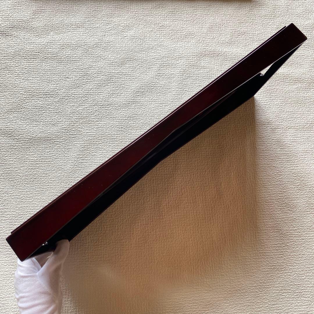 新品✨高級誠美漆器　漆塗　溜塗　長手盆　お盆御盆　コーヒートレー　角盆　本金蒔絵