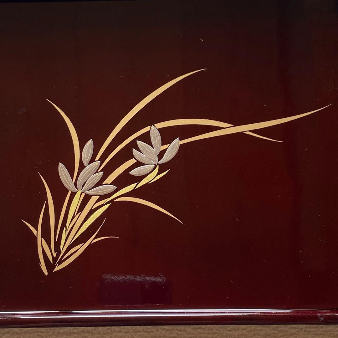 新品✨高級誠美漆器　漆塗　溜塗　長手盆　お盆御盆　コーヒートレー　角盆　本金蒔絵