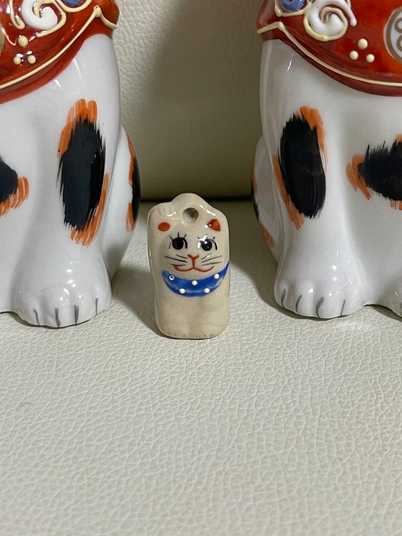 招き猫 九谷焼　2匹（右手）（左手）＆ミニ猫セット