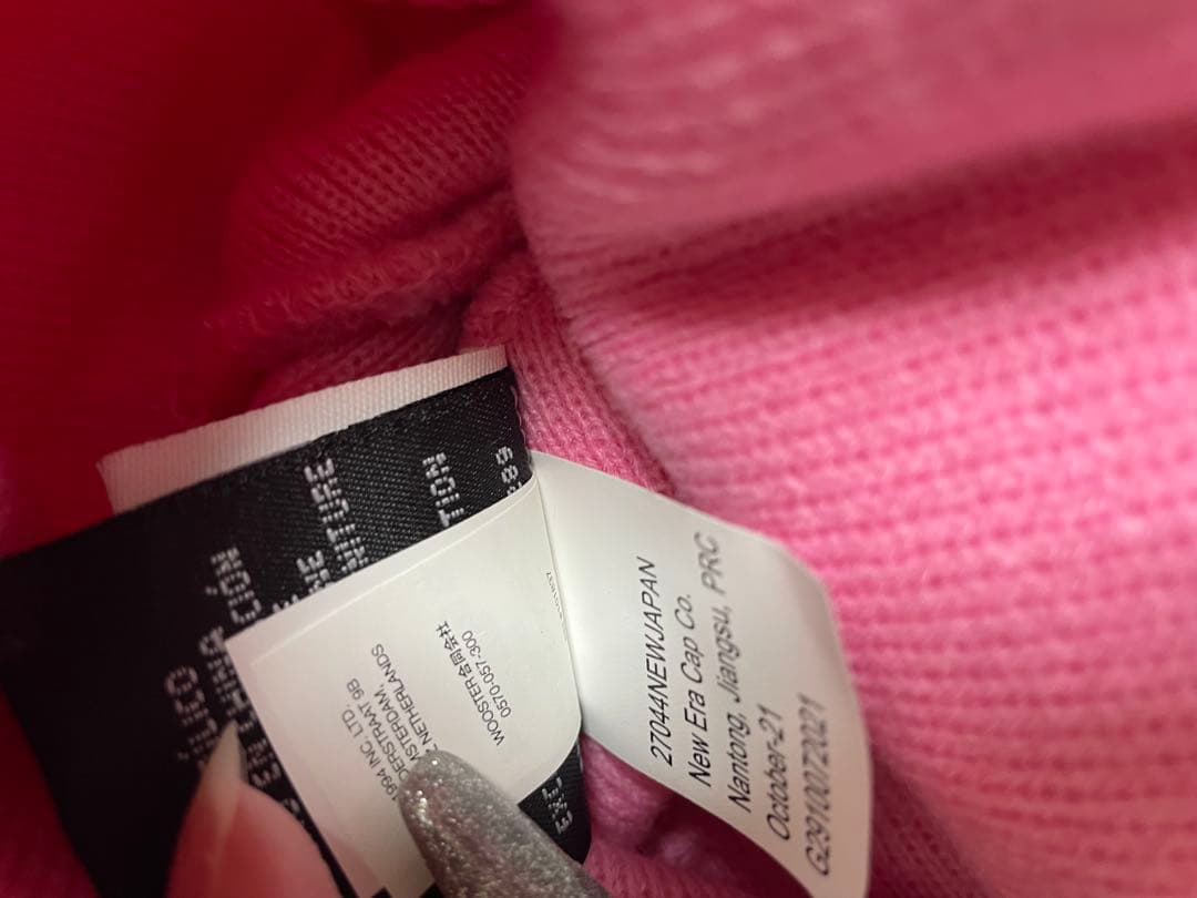 Supreme×new york yankees ヤンキース　ニット帽 ピンク