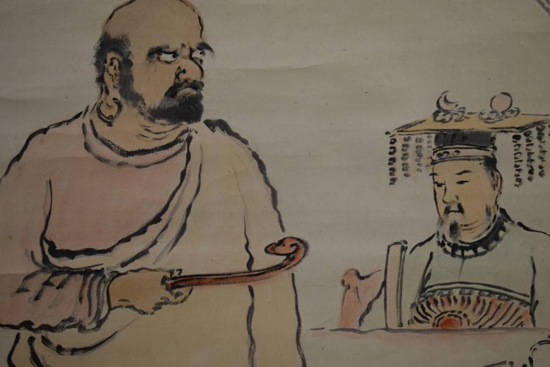 真作/杜龍/禅問答図/人物/朝鮮/布袋屋掛軸HI-302