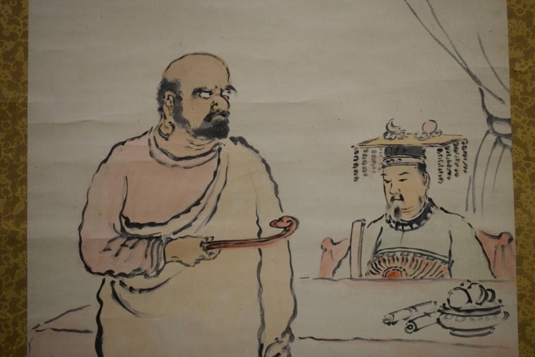 真作/杜龍/禅問答図/人物/朝鮮/布袋屋掛軸HI-302