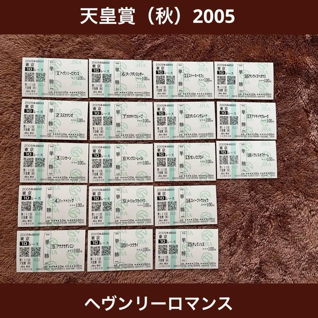 【期限切れ単勝馬券】　天皇賞（秋）　2005 ヘヴンリーロマンス 他全頭