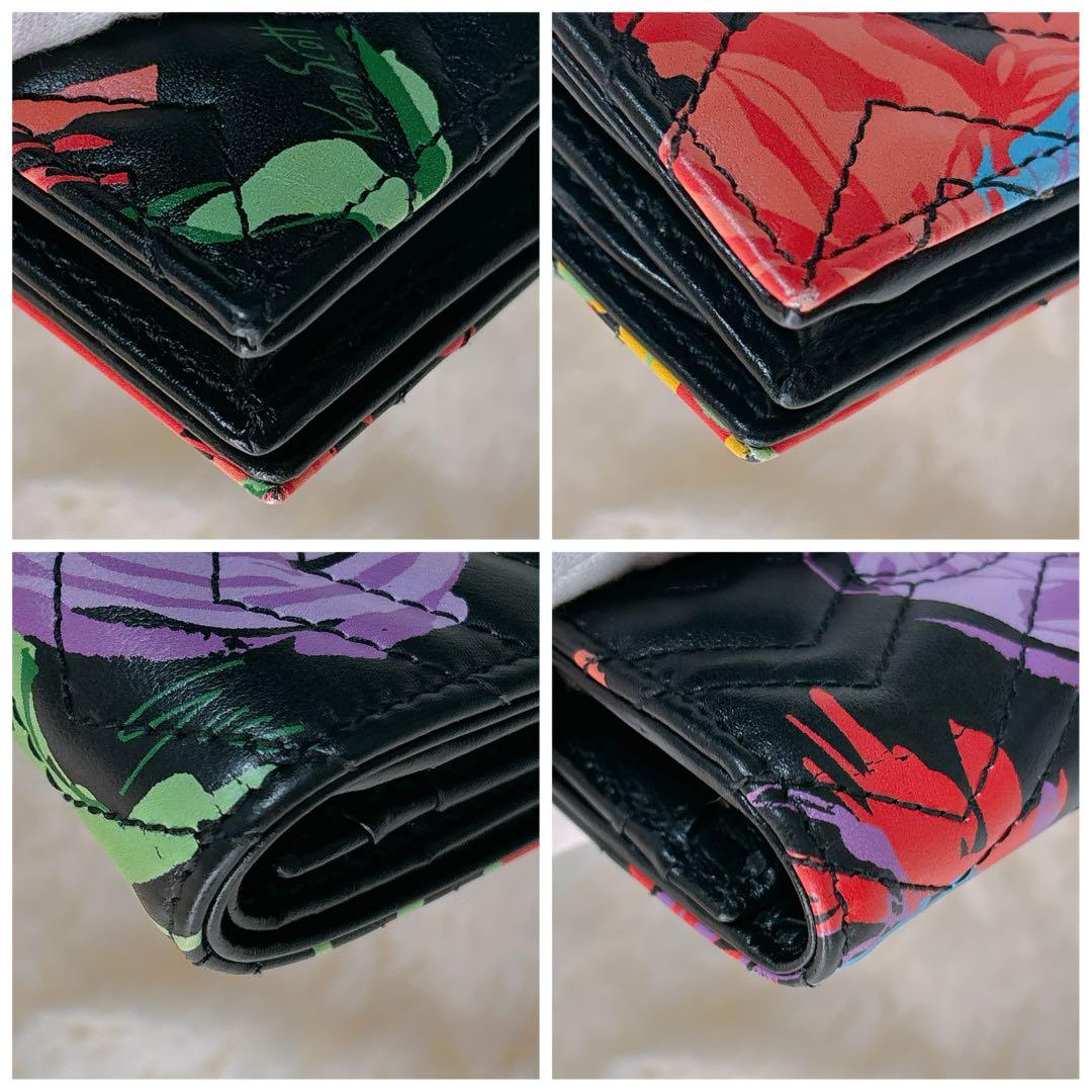 美品✨グッチ ケンスコット GGマーモント 二つ折り財布 キルティング 花柄