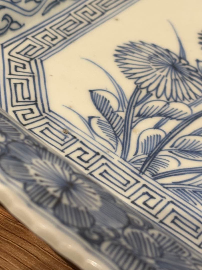 古伊万里 伊万里焼 角皿 染付花の図八角皿