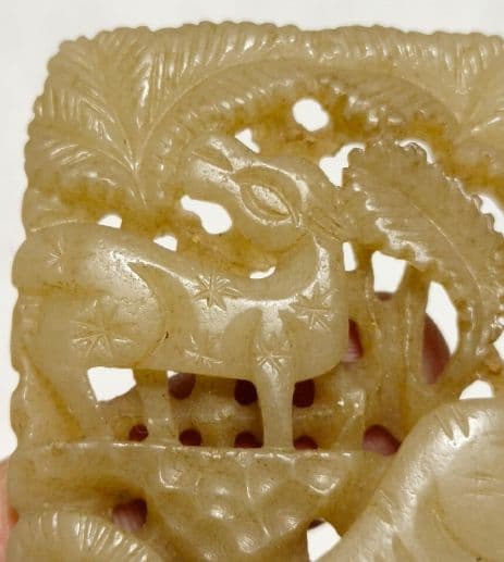 唐物 古玉文化 本物和田玉 遼金 糸引透彫 福禄如意 秋山玉虎佩 根付 貴重