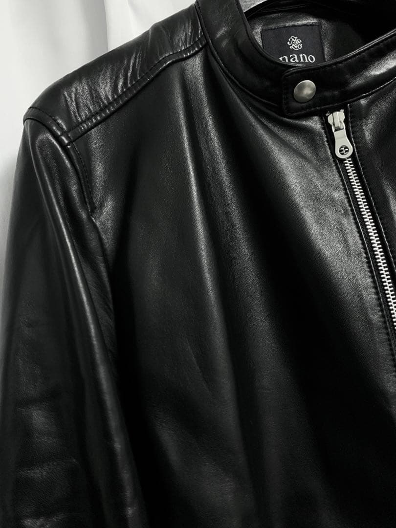 希少XL◎NANO UNIVERSE 羊革 ラムレザー 名作 シングルライダース