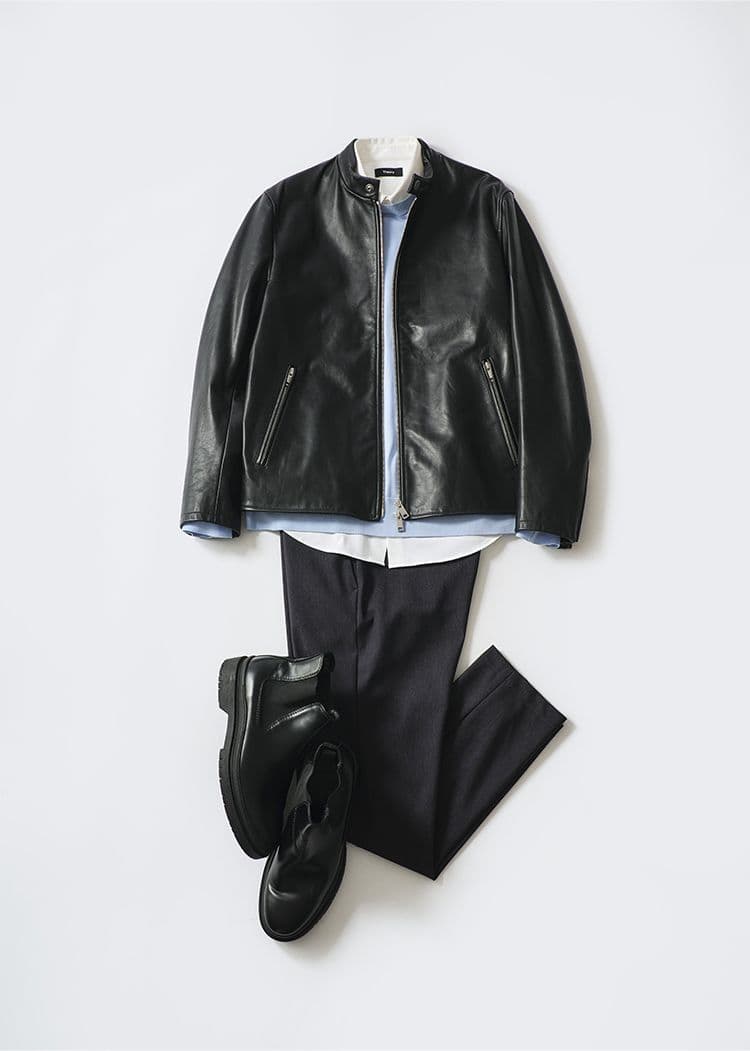 美品 大きいサイズ 9.9万円 Theory レザージャケットメンズ XXL 黒