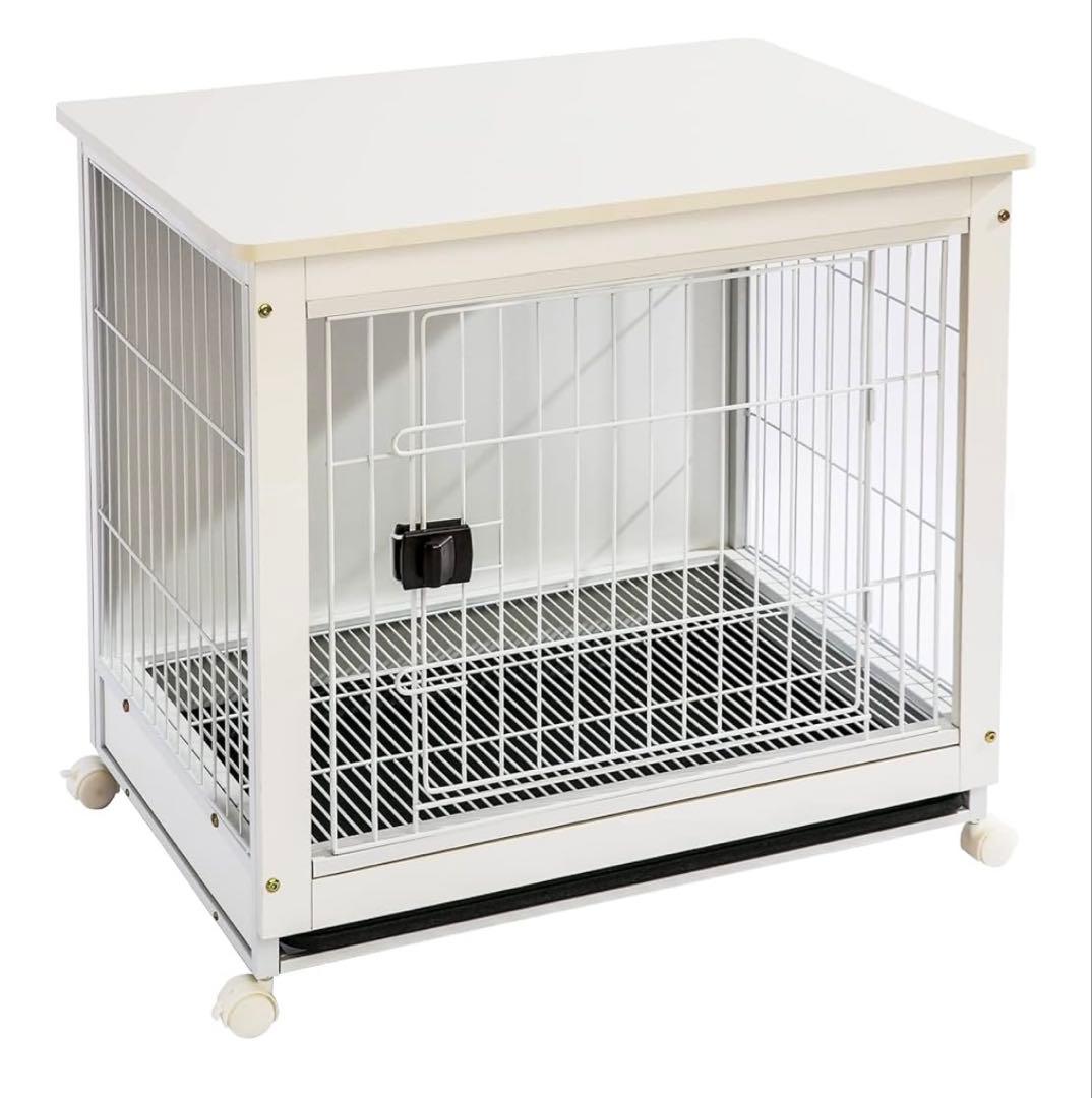 中古犬用ケージ ホワイト 78x56x70cm