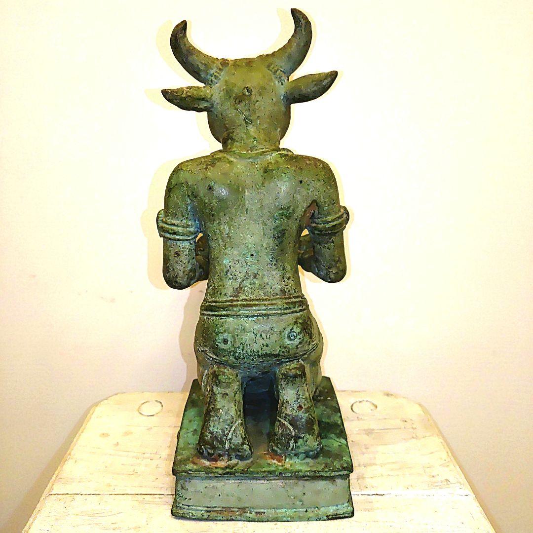 青銅 牛頭人型 彫刻 約28cm　チベット仏教の牛頭法王