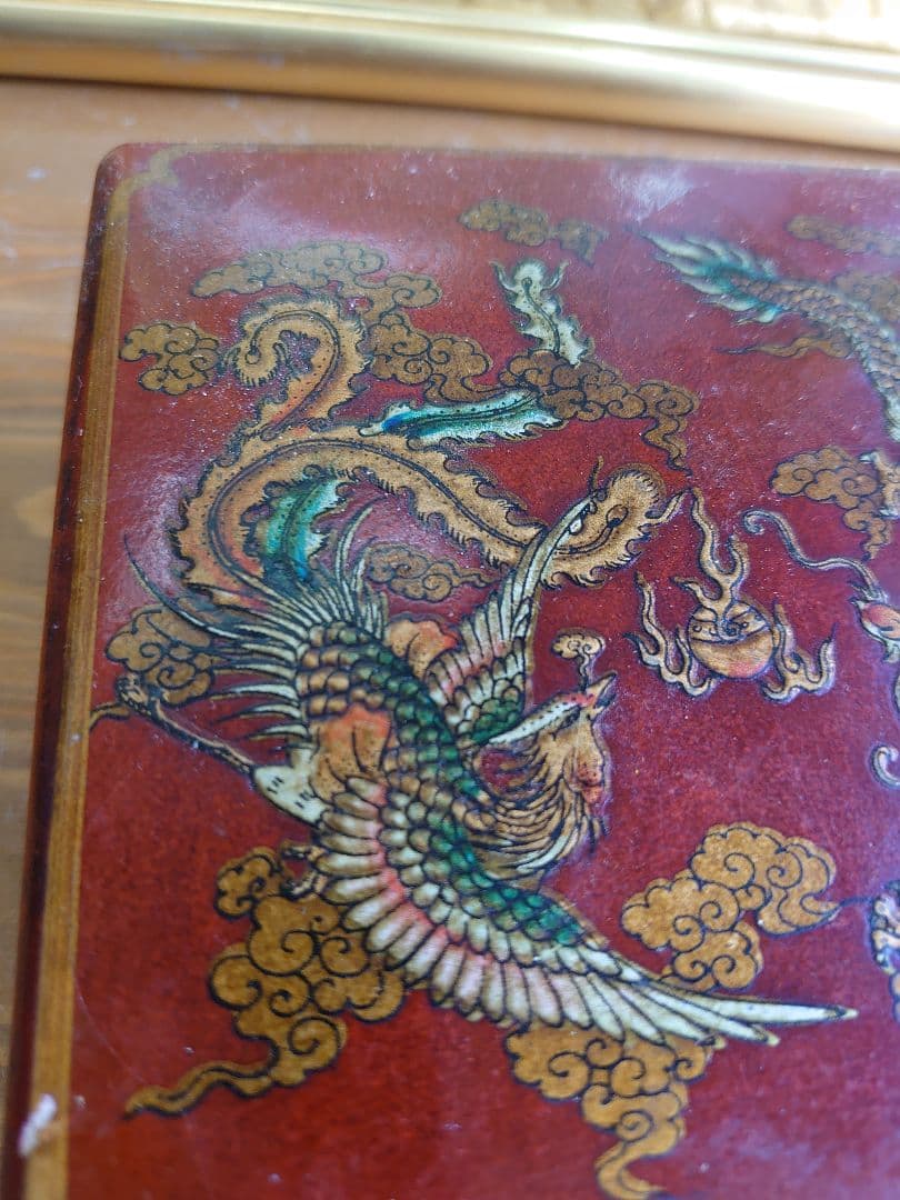 開運 風水盤 中国製 アンティーク 龍 鳳凰 デザイン