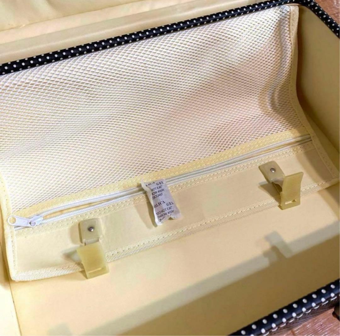 ゴスロリータメイドキャリーバッグ黒白ドットキャリーケース旅行バッグS機内持ち込み