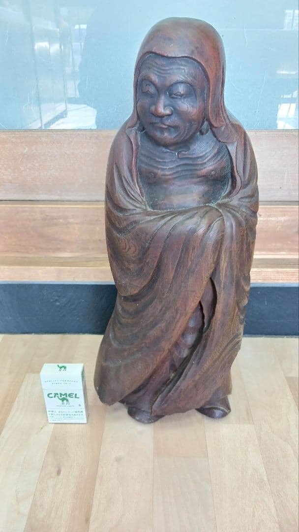 時代物　 木彫　特大　達磨大師像　 仏像　 仏教美術　東洋彫刻　江戸期～明治期