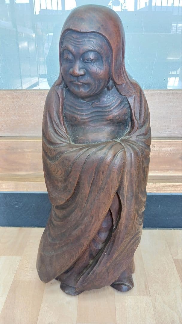 時代物　 木彫　特大　達磨大師像　 仏像　 仏教美術　東洋彫刻　江戸期～明治期