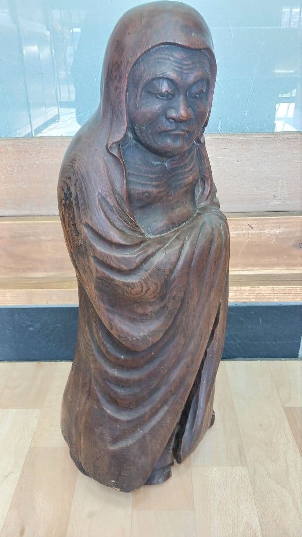 時代物　 木彫　特大　達磨大師像　 仏像　 仏教美術　東洋彫刻　江戸期～明治期