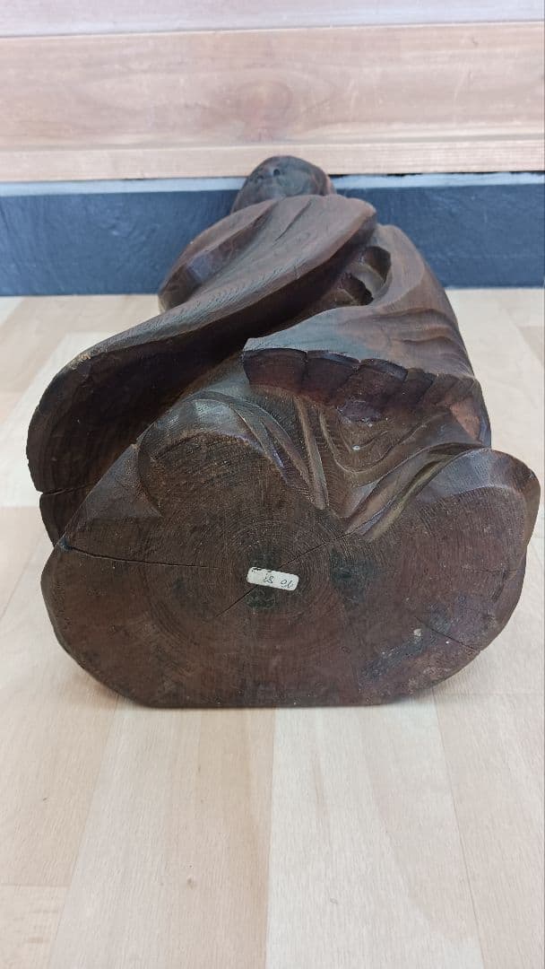 時代物　 木彫　特大　達磨大師像　 仏像　 仏教美術　東洋彫刻　江戸期～明治期