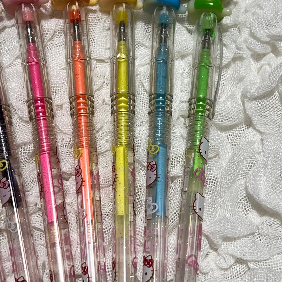 ハローキティ マスコット付き カラーペン ラメペン 蛍光ペン 9本セット 激レア