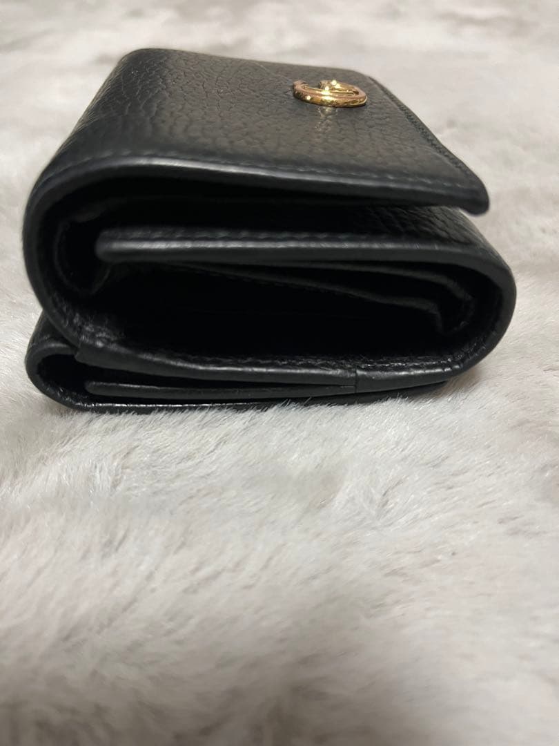 hiro様　グッチ　折り財布　GGマーモント　Wホック　レザー　ブラック　黒