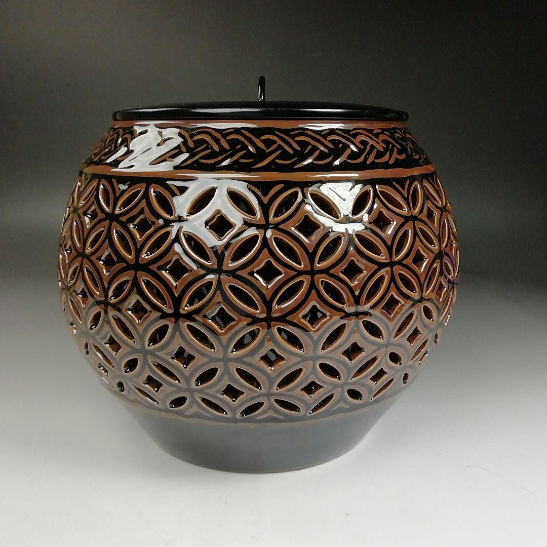 Ｔ９９２　水指　『古瀬戸　七宝透』『加藤藤城 造』『塗師　湖彩』　共箱　茶道具