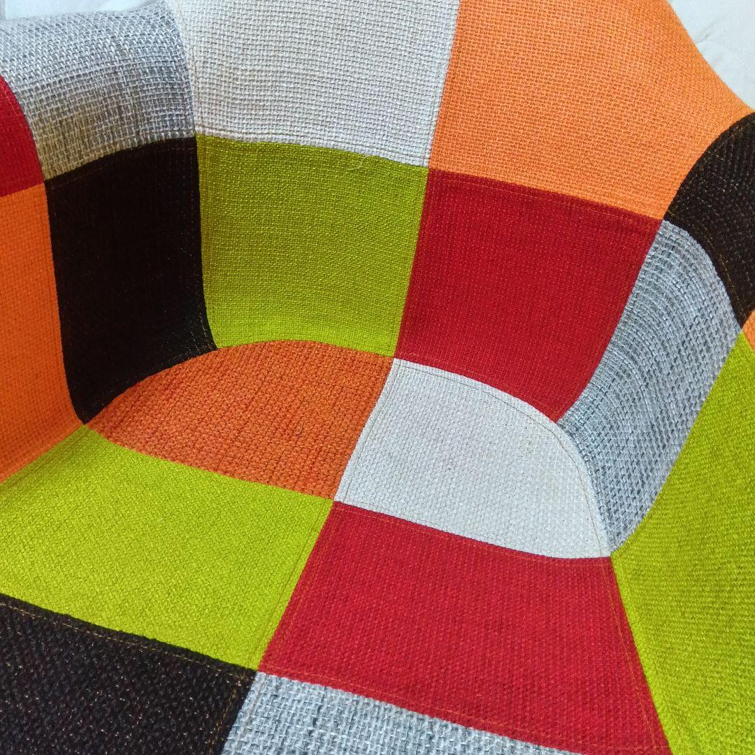 パッチワークデザイン ラウンジチェアー 多色 赤系