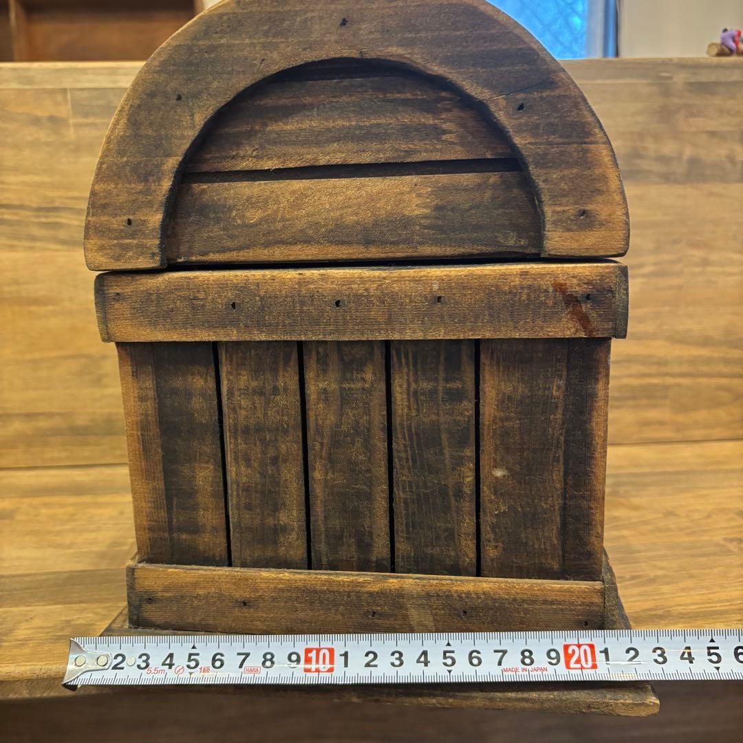 木製トランク アーチ型 蓋付き　宝箱　海賊風
