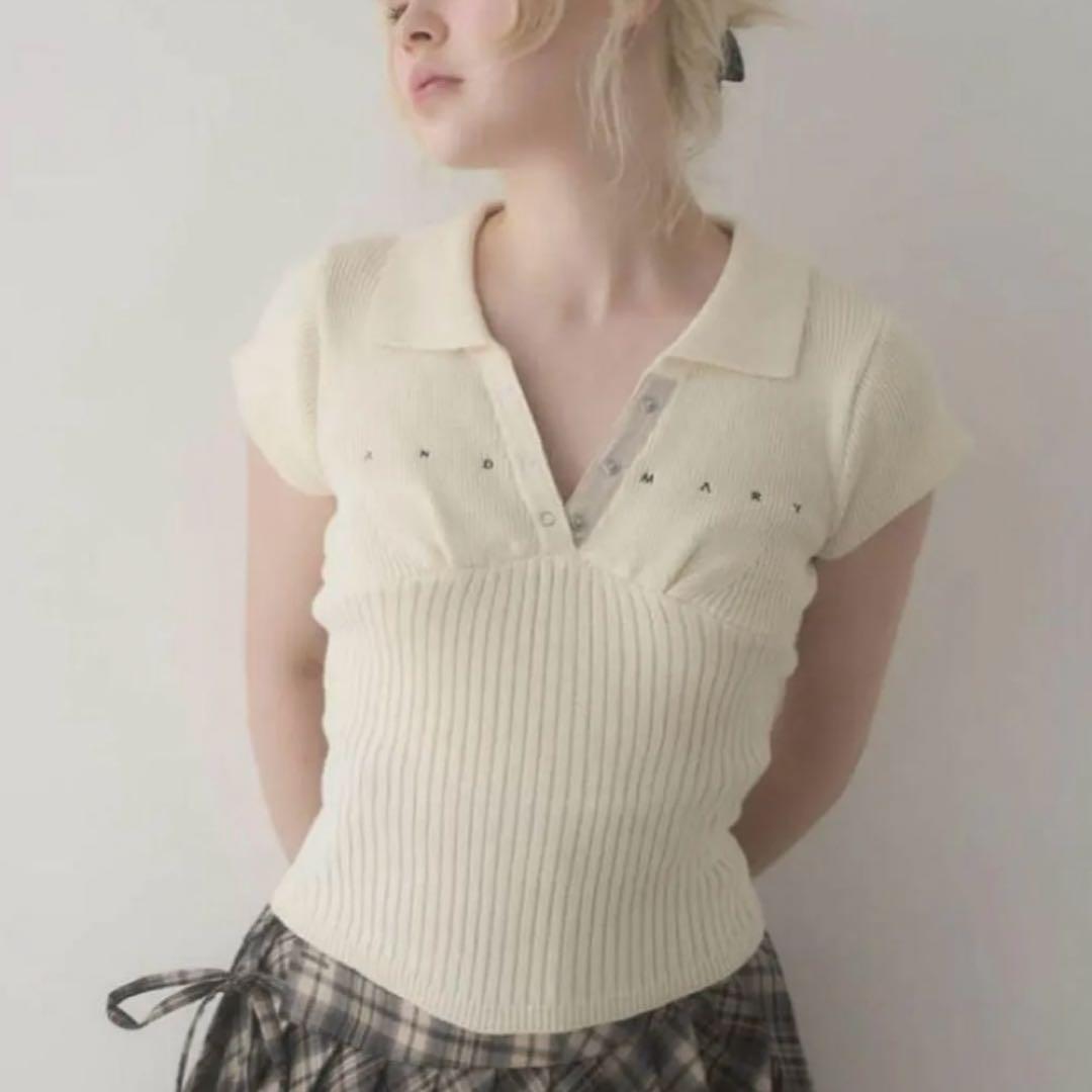 Lindsay logo tops ivory andmary アンドマリー