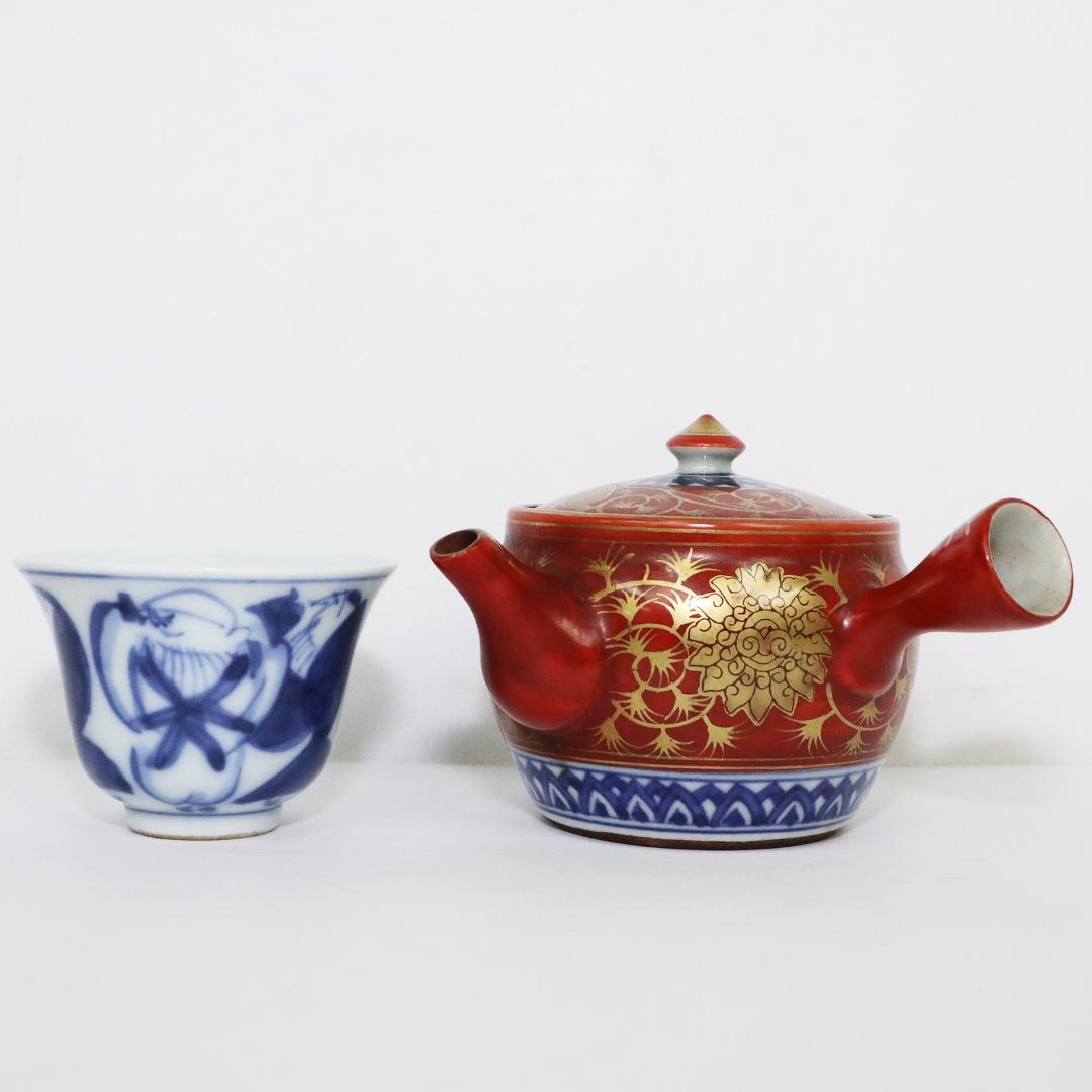 大日本永楽造 急須 湯呑み5客 セット 金彩 染付