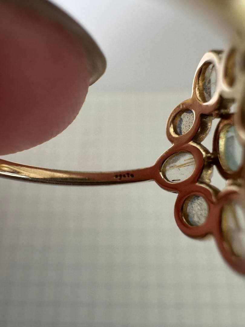 アガット✴︎K10リング11号✴︎ラブラドライト・ルチルクォーツ