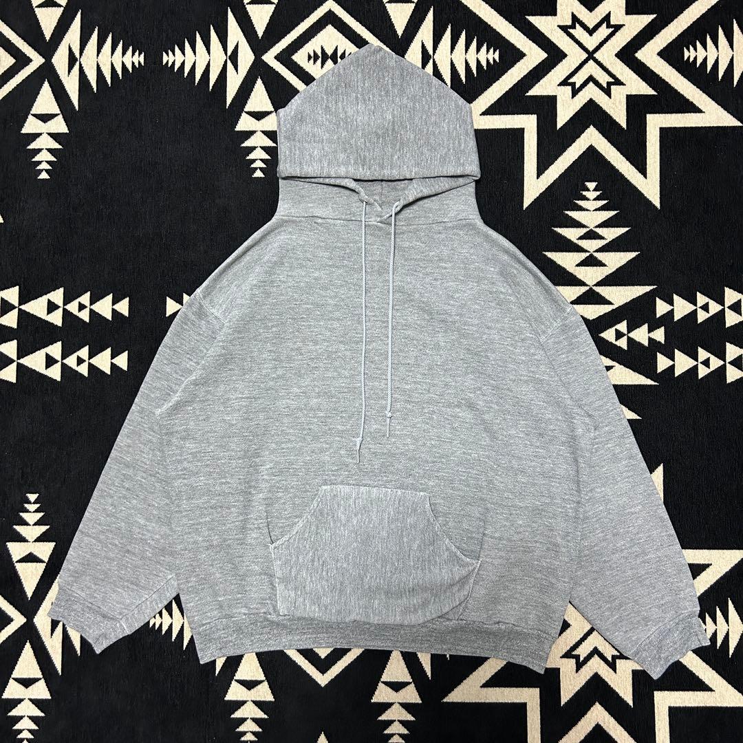 70s RUSSELL 金タグ 初期 パーカー 無地 グレー Lサイズ USA製