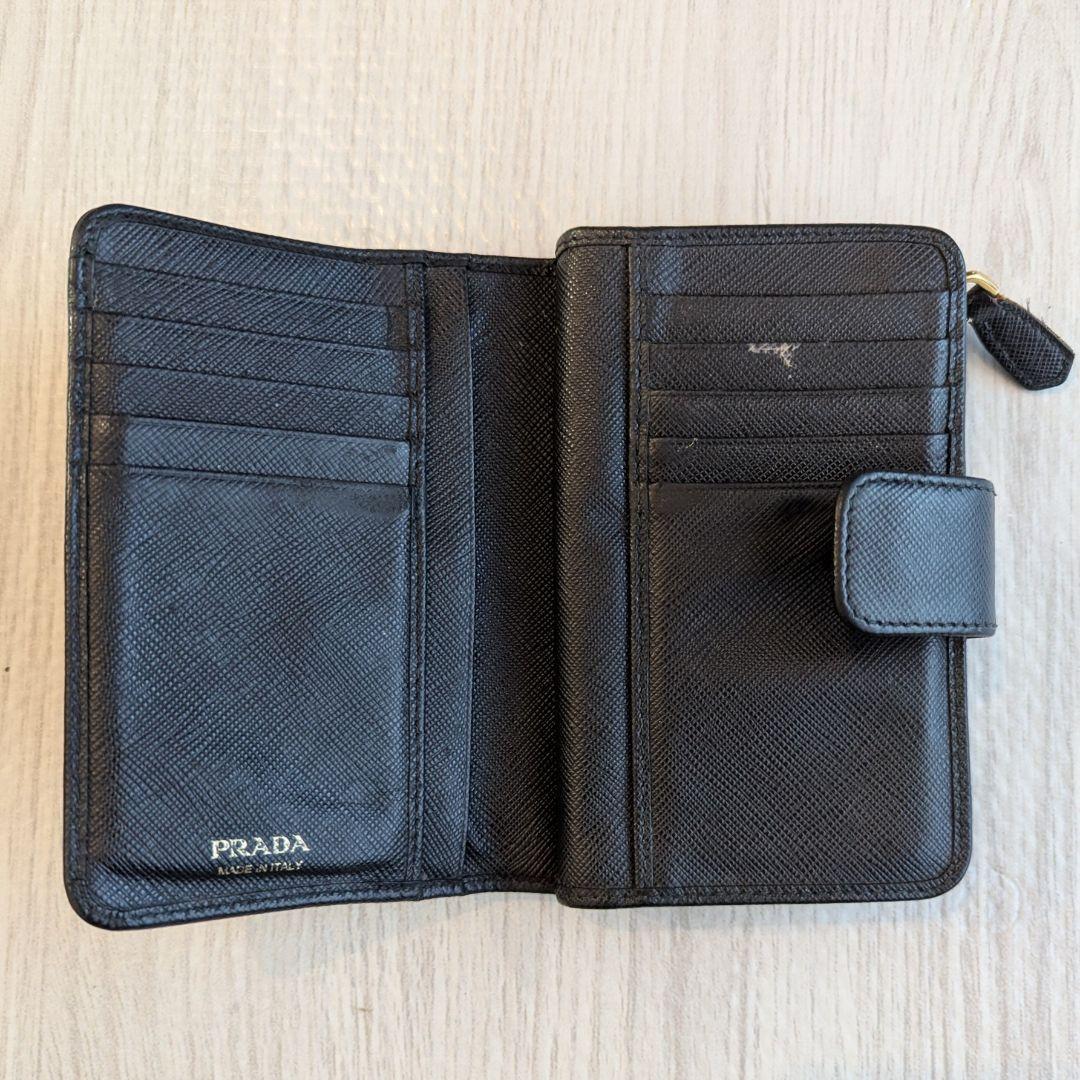 PRADA サフィアーノ 二つ折り財布 黒 1ML225 ギャランティ付