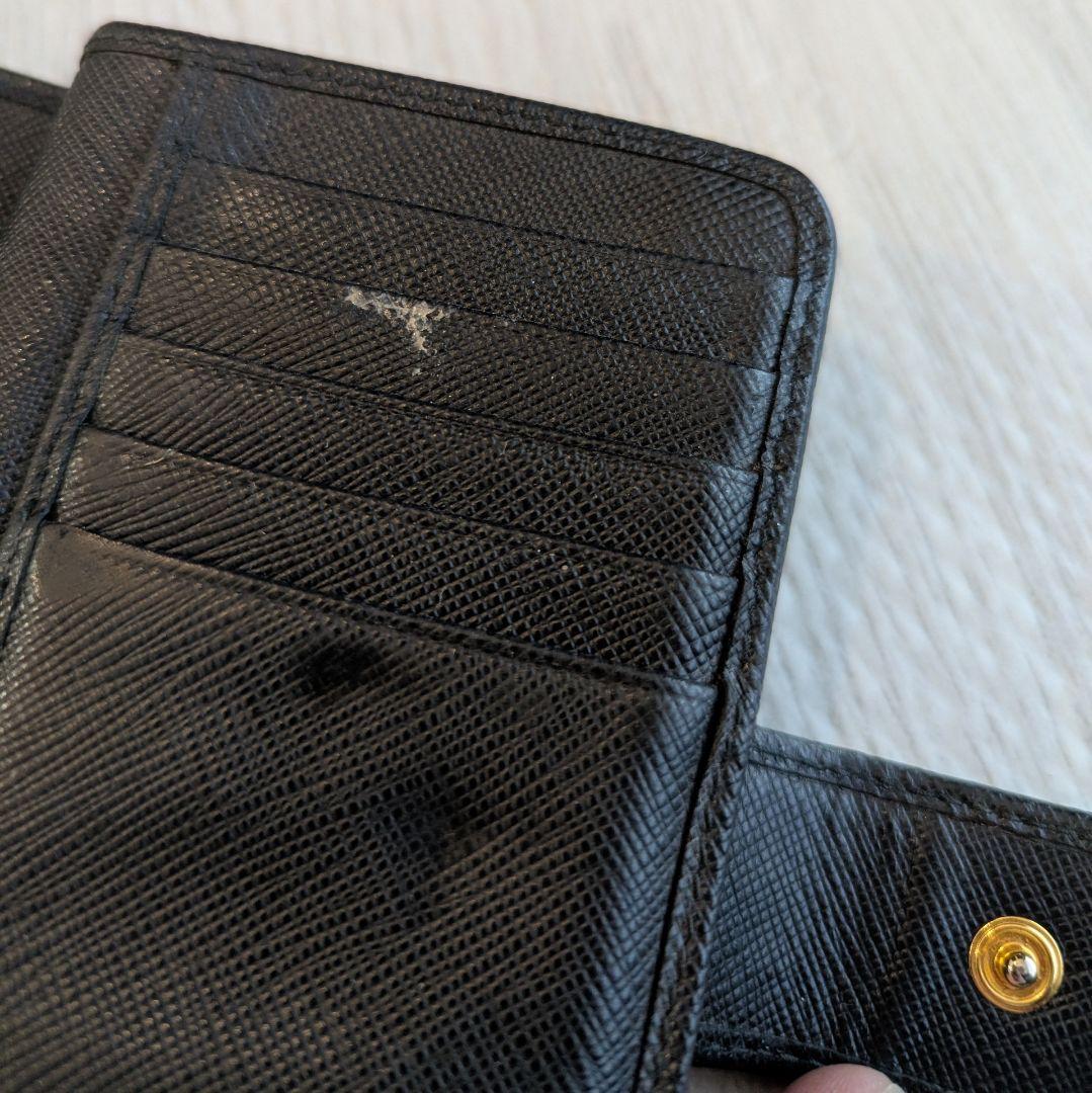 PRADA サフィアーノ 二つ折り財布 黒 1ML225 ギャランティ付