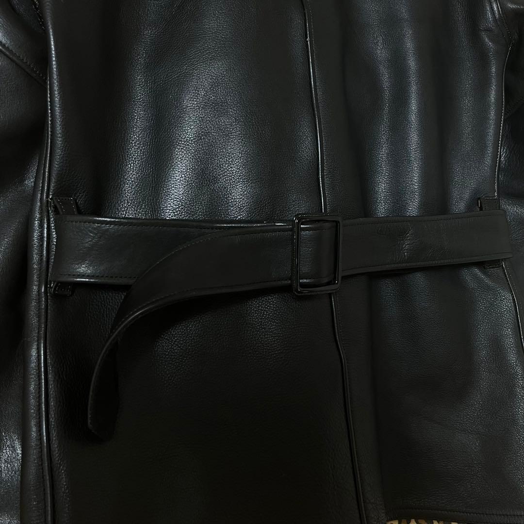 【美品】WAKOMARIA ギャングコート レザー ボア付き ライダース