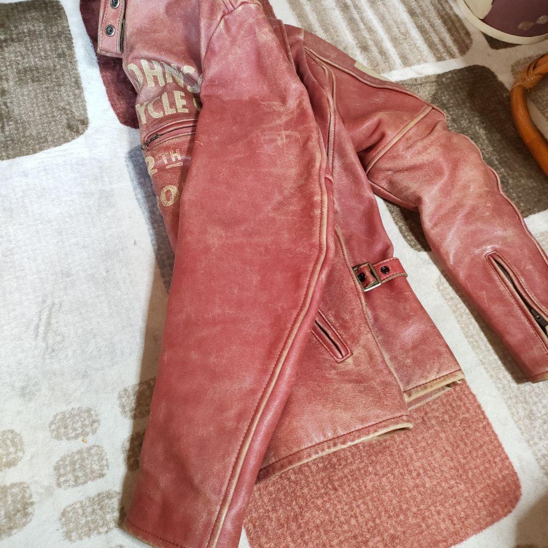 M*n様 レア　良品　ドッグファイト レザーシングルライダース　レッド　ダメージ