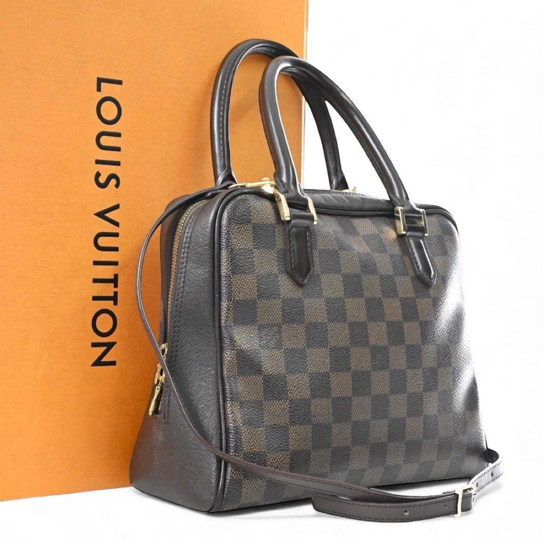 【美品】ルイヴィトン　ブレラダミエ・エベヌ　ハンドバッグ　ブラウン　レザー