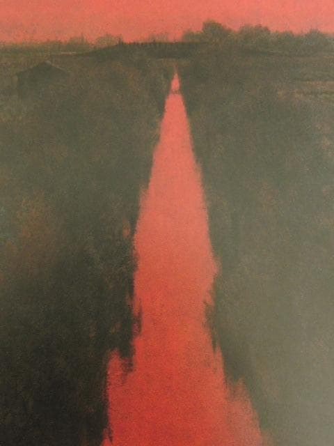 久保嶺爾、【赤い水路】、希少な額装用画集より、新品額装付