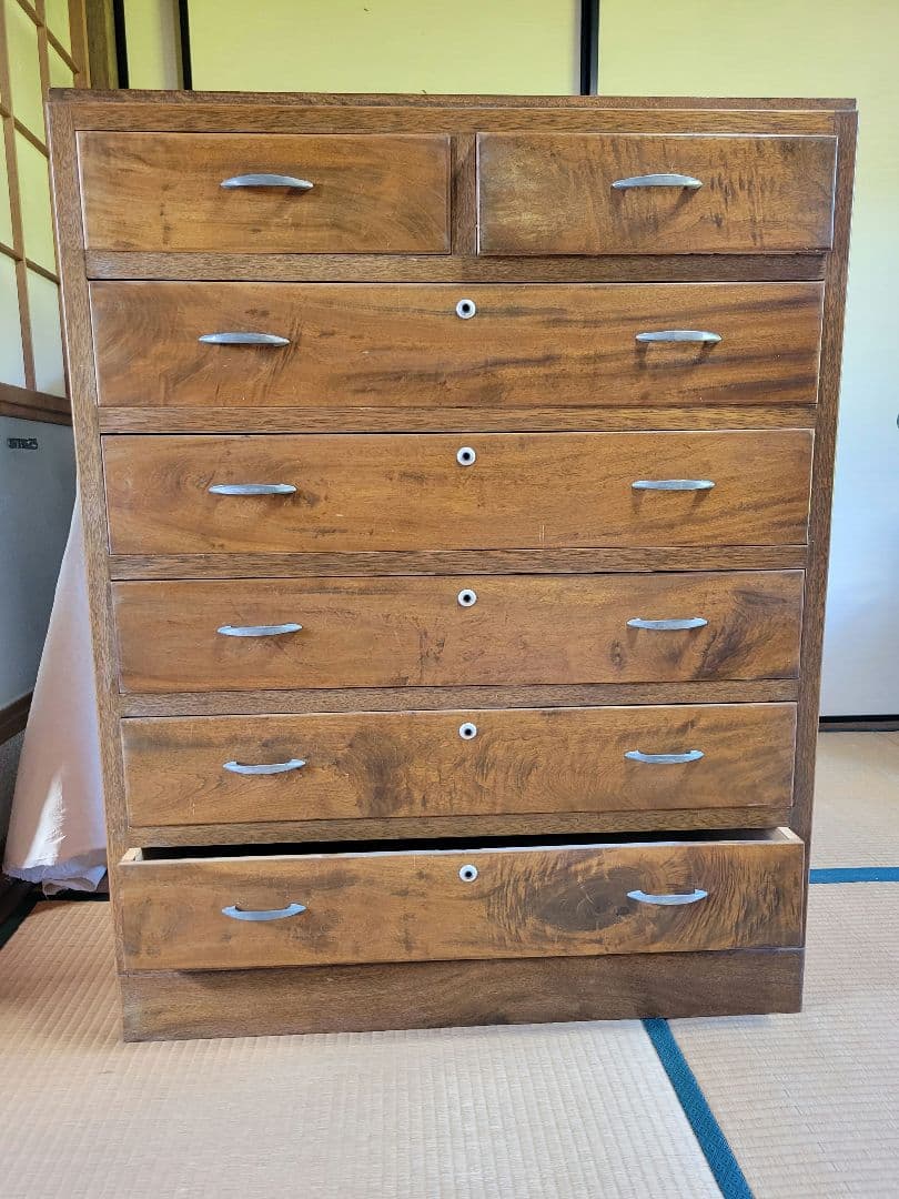 ✅訳あり/ 昭和レトロ 木製タンス 7引き出し ブラウン