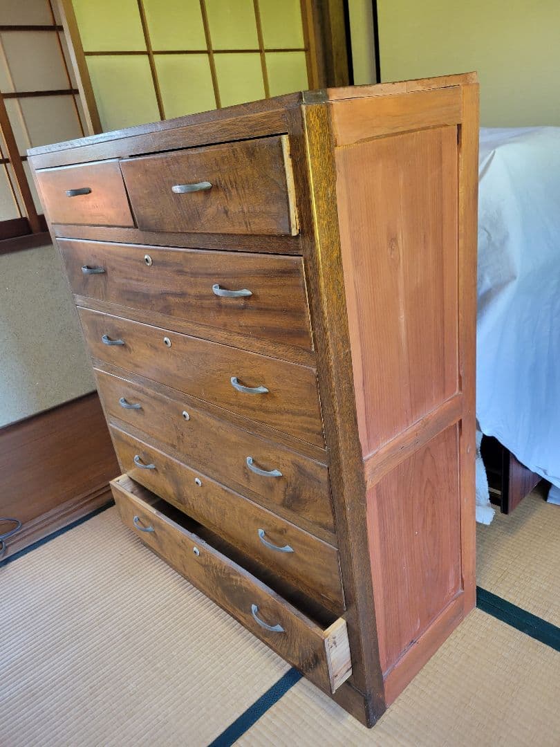 ✅訳あり/ 昭和レトロ 木製タンス 7引き出し ブラウン