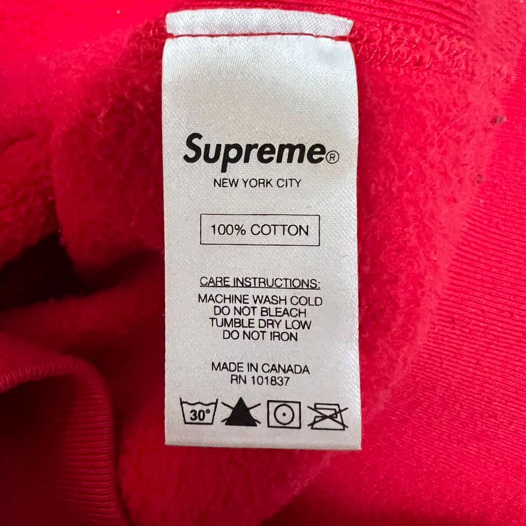 SUPREME パーカー レッド/グレー　バイカラー　裏起毛　アーチロゴ