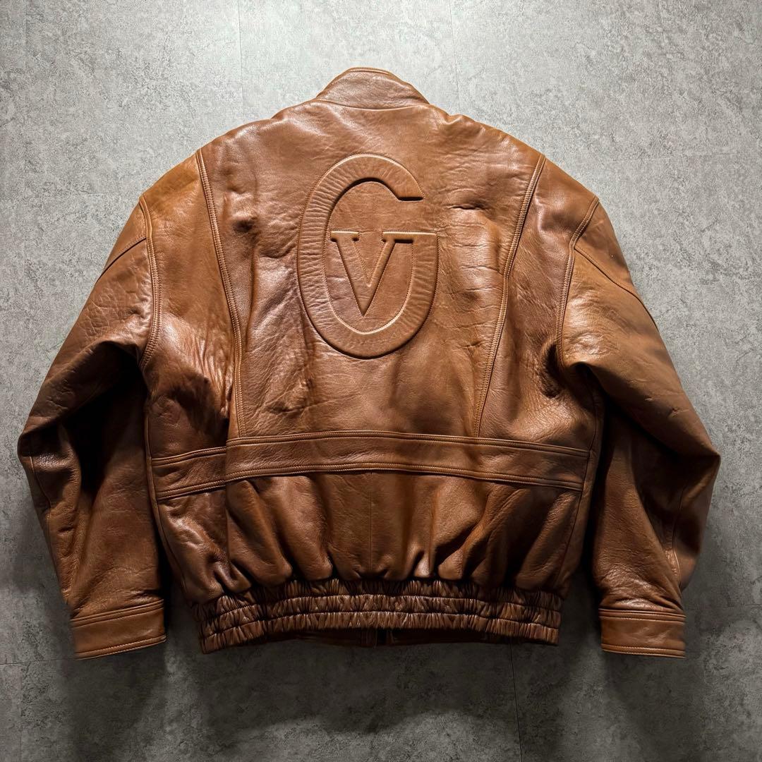 【希少】シングルライダース　XL シープスキン　バックロゴ　短丈　ボックス　本革