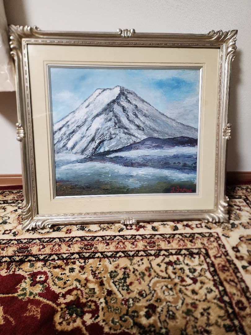 油絵■富士山風景画　額縁付き