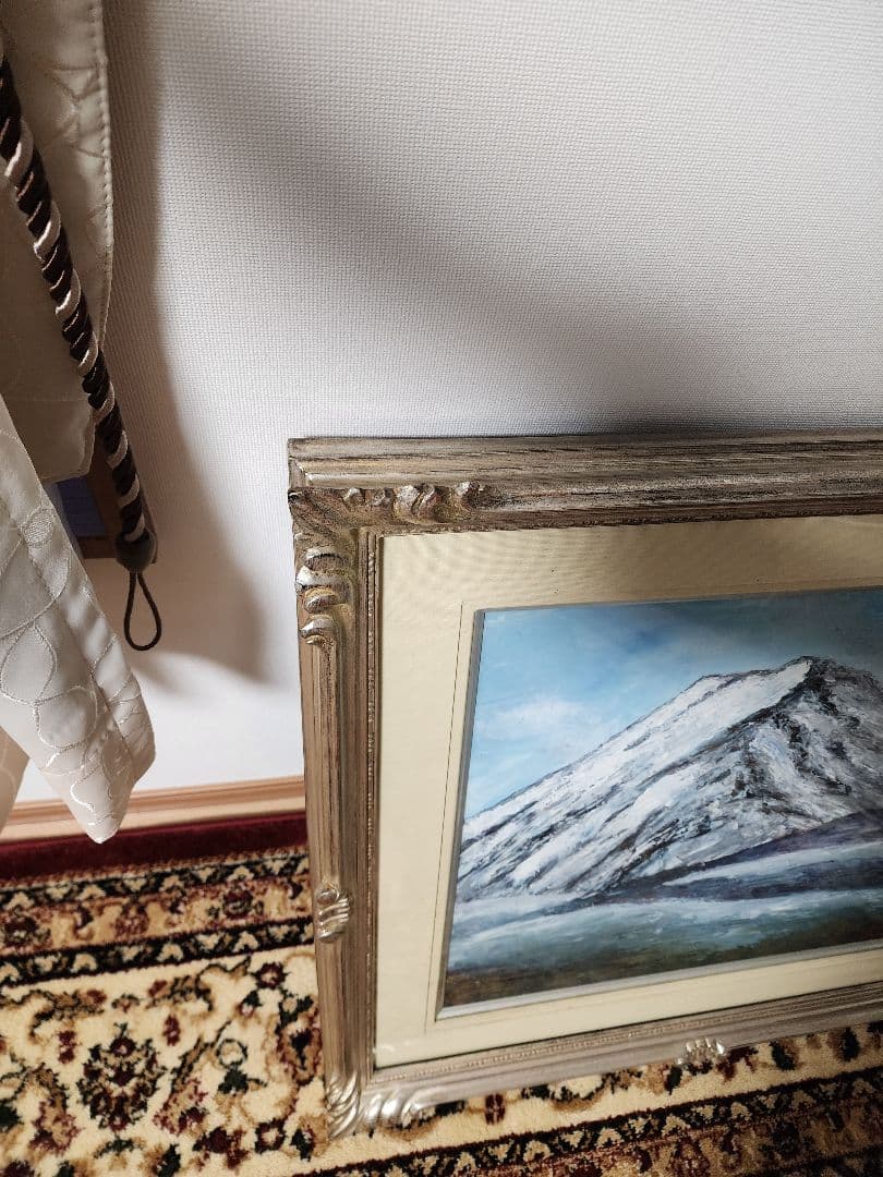 油絵■富士山風景画　額縁付き