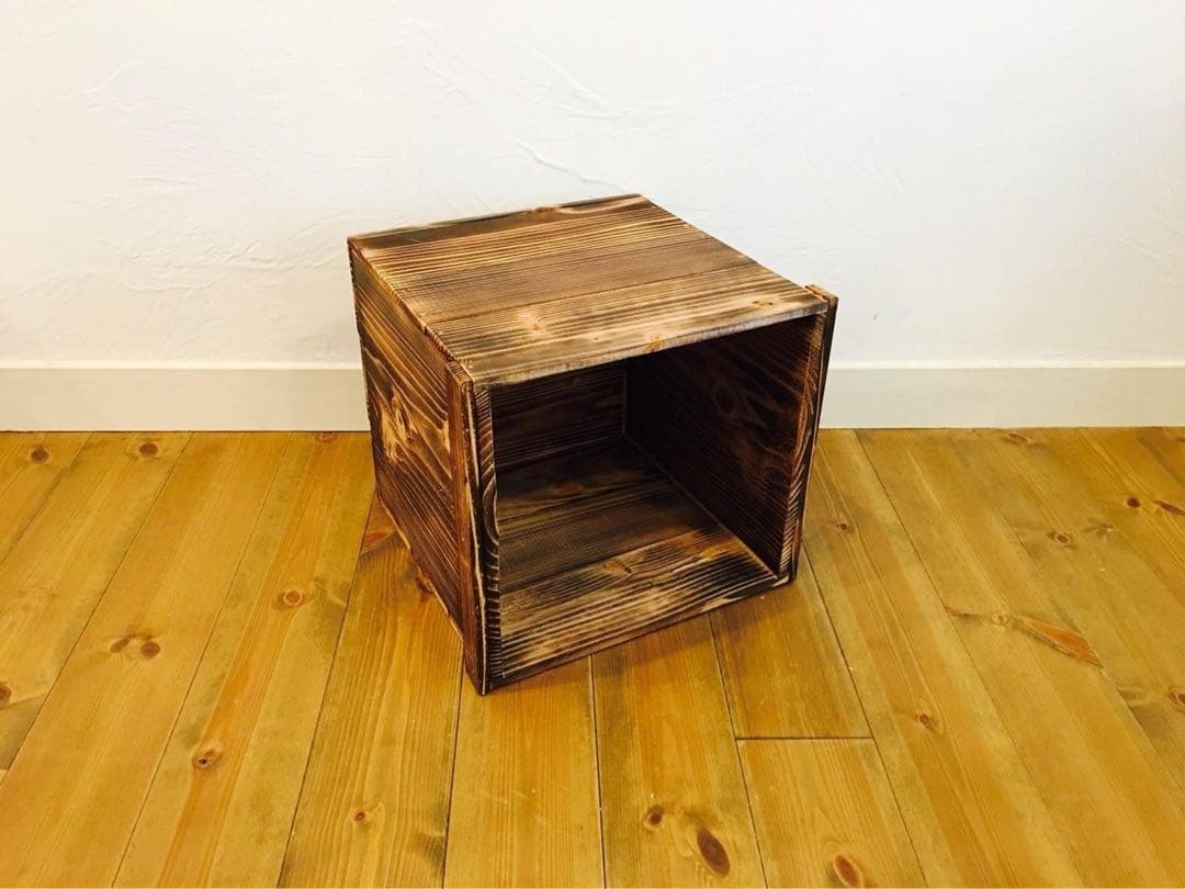 新品 焼き目 りんご箱 角箱 2箱 / 小物入れ 収納 ラック ケース シェルフ