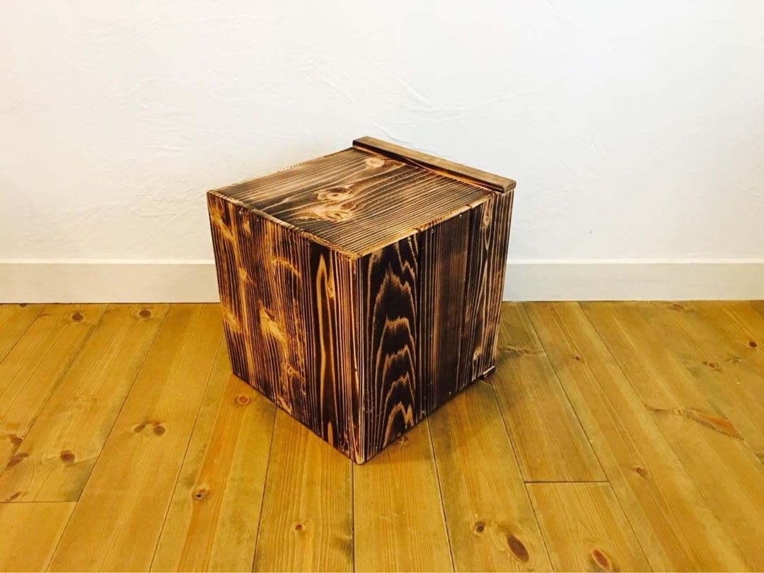 新品 焼き目 りんご箱 角箱 2箱 / 小物入れ 収納 ラック ケース シェルフ