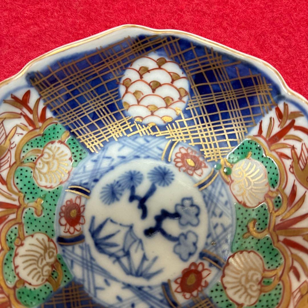 古伊万里　金彩　菊型　豆皿　小皿 5客