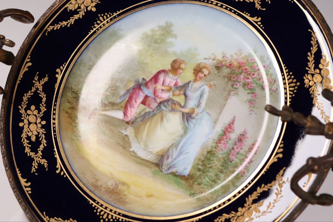 【CM325】セーブル フランス リモージュ コンポティエ 絵皿 人物 陶磁器