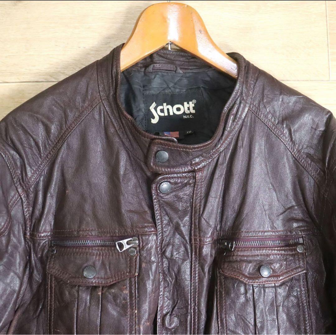Schott シングルライダース 本革　レザージャケット　刺繍　イーグル