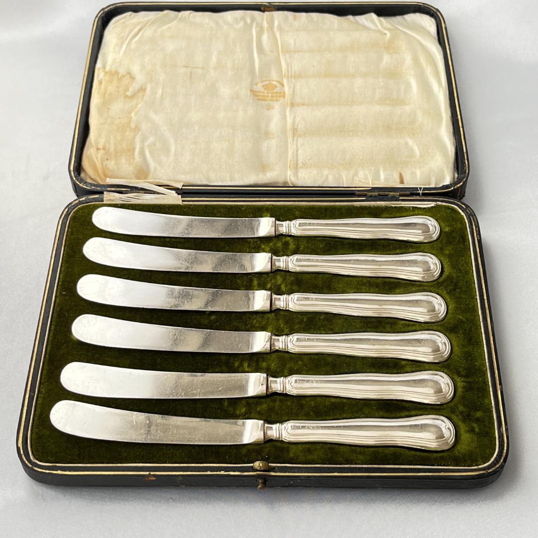 【Mappin & Webb】【純銀ハンドル】 ティーナイフ 6本 ケース