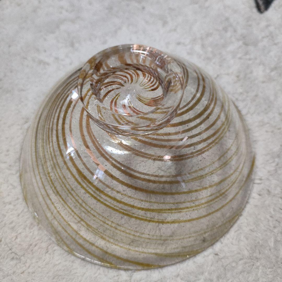 〈未使用〉山下璃風　義山　忘草　茶器　ガラス工芸　抹茶茶碗　茶盌　茶わん　茶道具