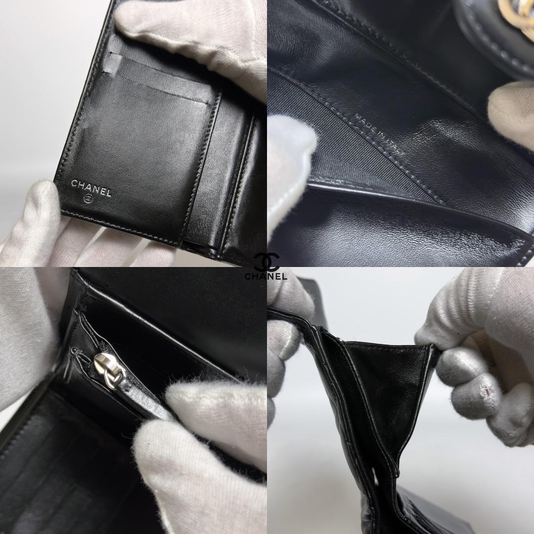 正規品　シャネル　マトラッセ　シルバー金具　ミディアム　フラップ三つ折り財布