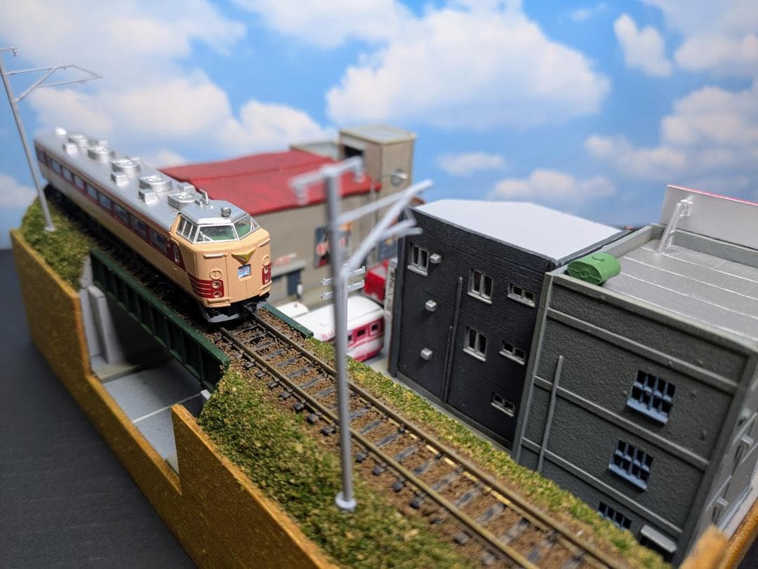Nゲージ 鉄道模型展示台 昭和の一角